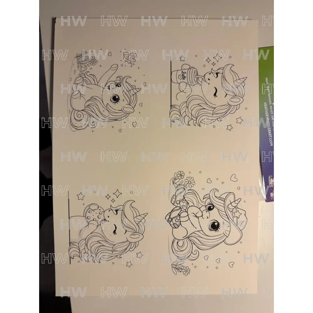DIY Watercolor Painting Kit Unicorns Canvas Original