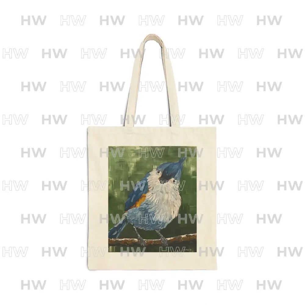 Tote Bag: Tufted Titmouse Bird Cotton Canvas Tote - Natural / 15’’ x 16’’ - Bags